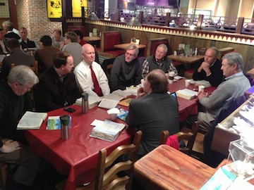My Friday Morning Men's Fellowship table at On the Border, which helped inspire Moments.