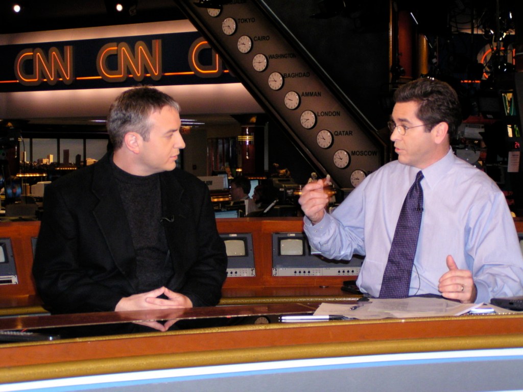 Brad Cunard with CNN anchor, Miles O'Brien, right.