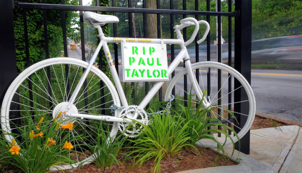 Ghost bike memorial for Paul H. Taylor.
