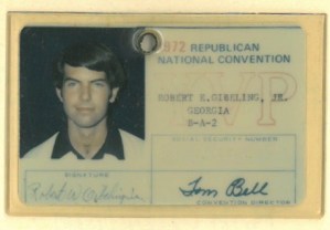 Bob Gibeling's ID card from the 1972 Republican Convention.