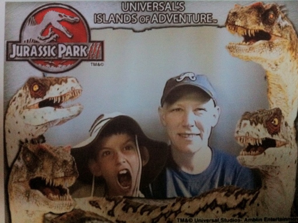 With her head bald from chemo, Rochelle Bozman took her son to a theme park for what apparently was a great time. (Family photo)